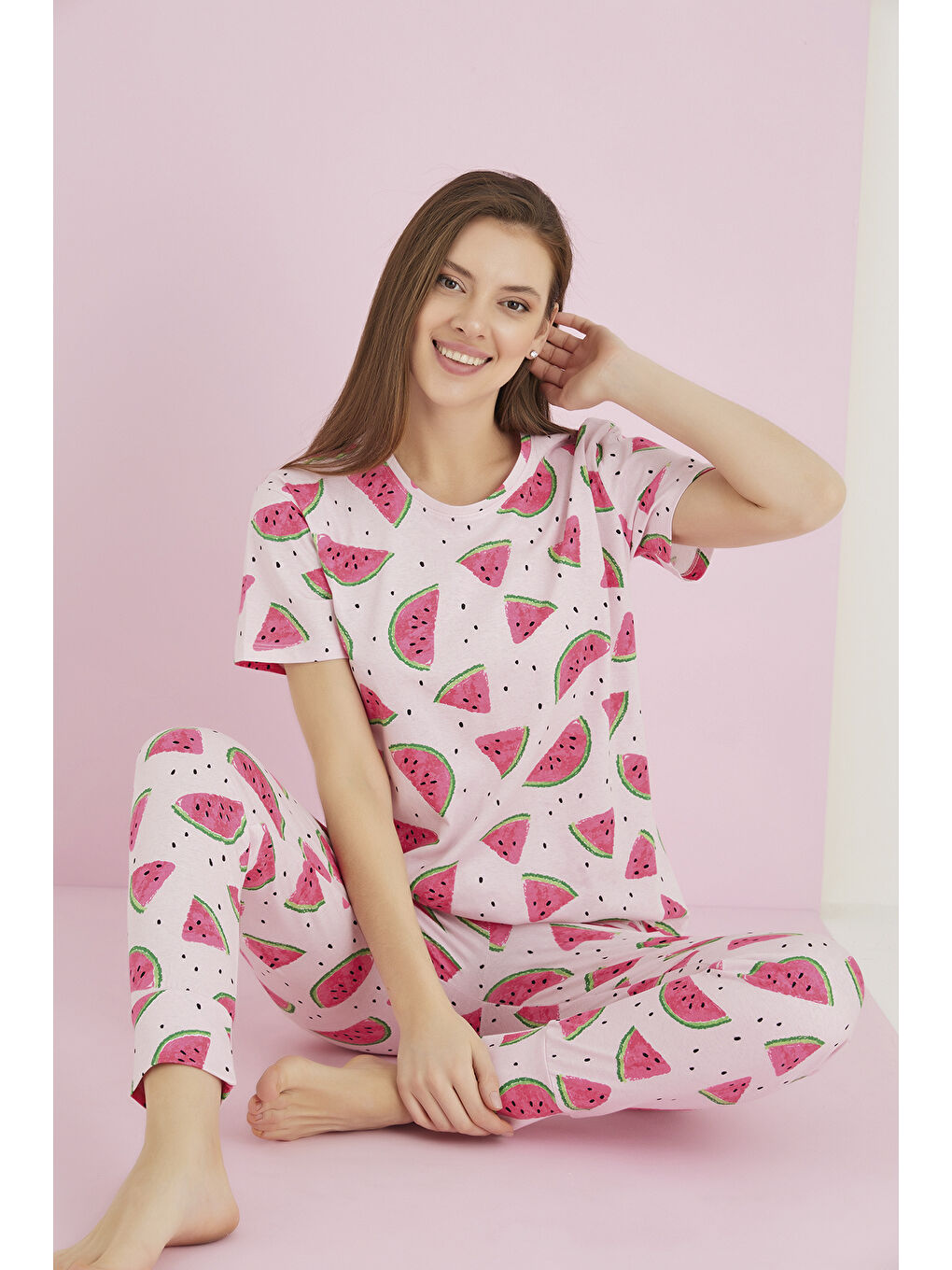 Pembe Penye Pijama Takımı 7091-15