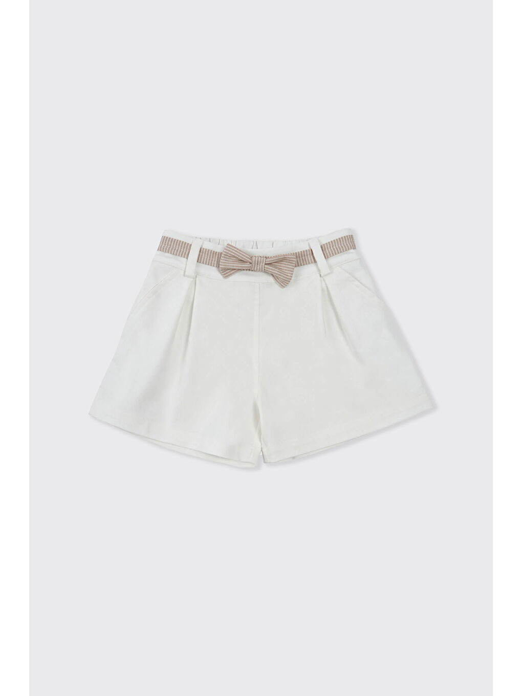 Kız Bebek Fiyonk Kemer Detaylı Ekru Şort