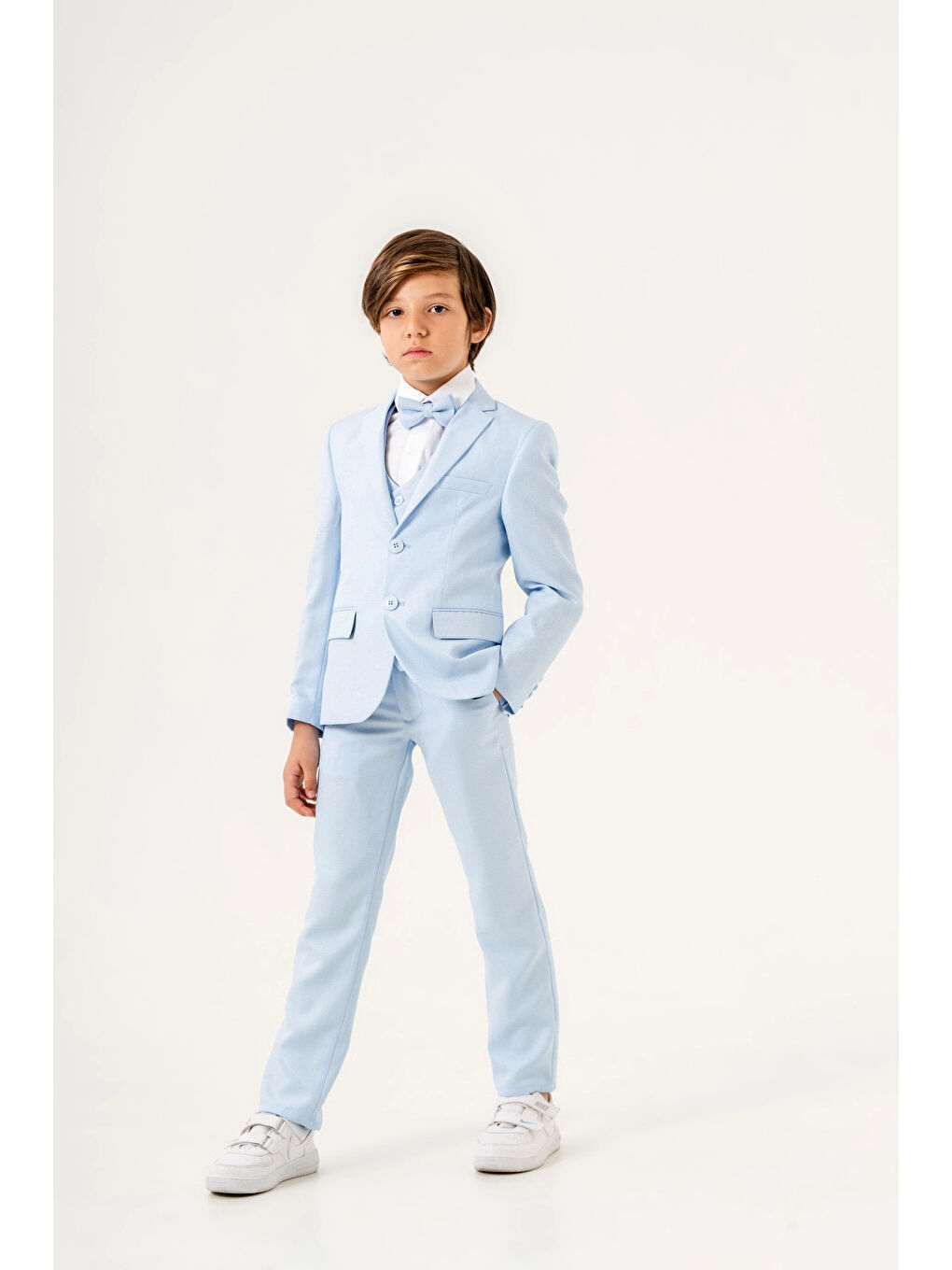 Turkuaz Papyonlu Ceketli Takım Elbise 4001-2