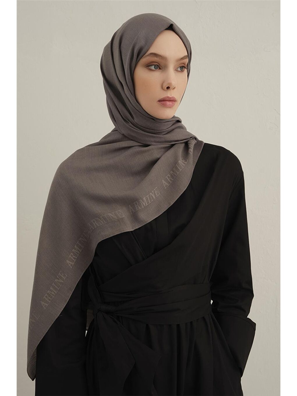 Bej Logo Bordürlü Pamuk İpek Şal 20-1