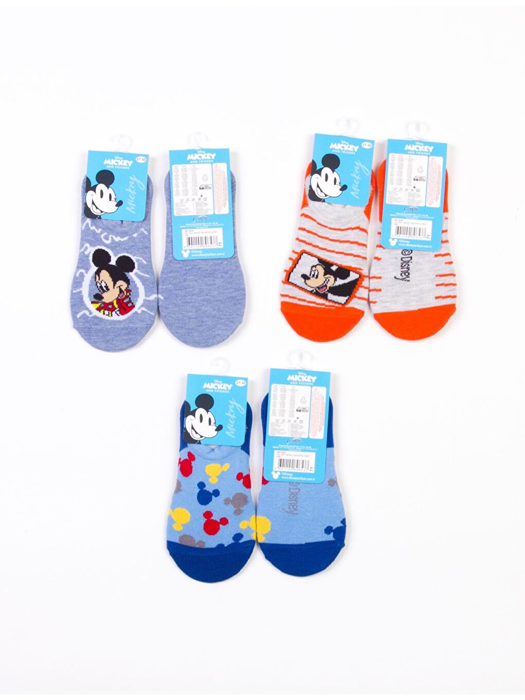 Supermino Mavi Mickey Lisanslı 3 Çift Çocuk Sneakers Çorap 18207 - 1