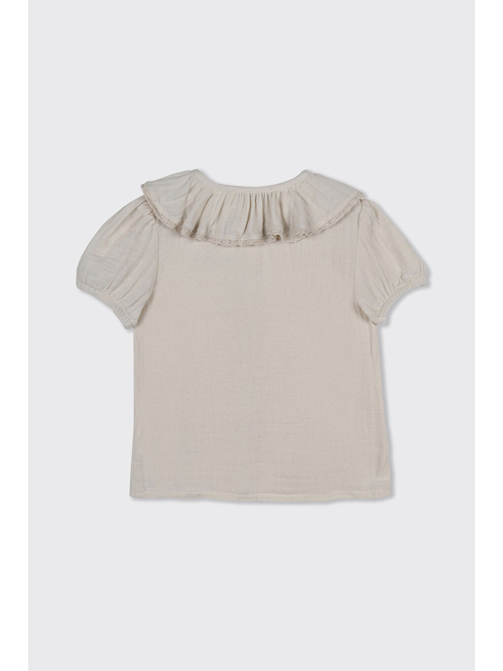 Kız Bebek Yumuşak Dokulu Müslin Bej Gömlek-1