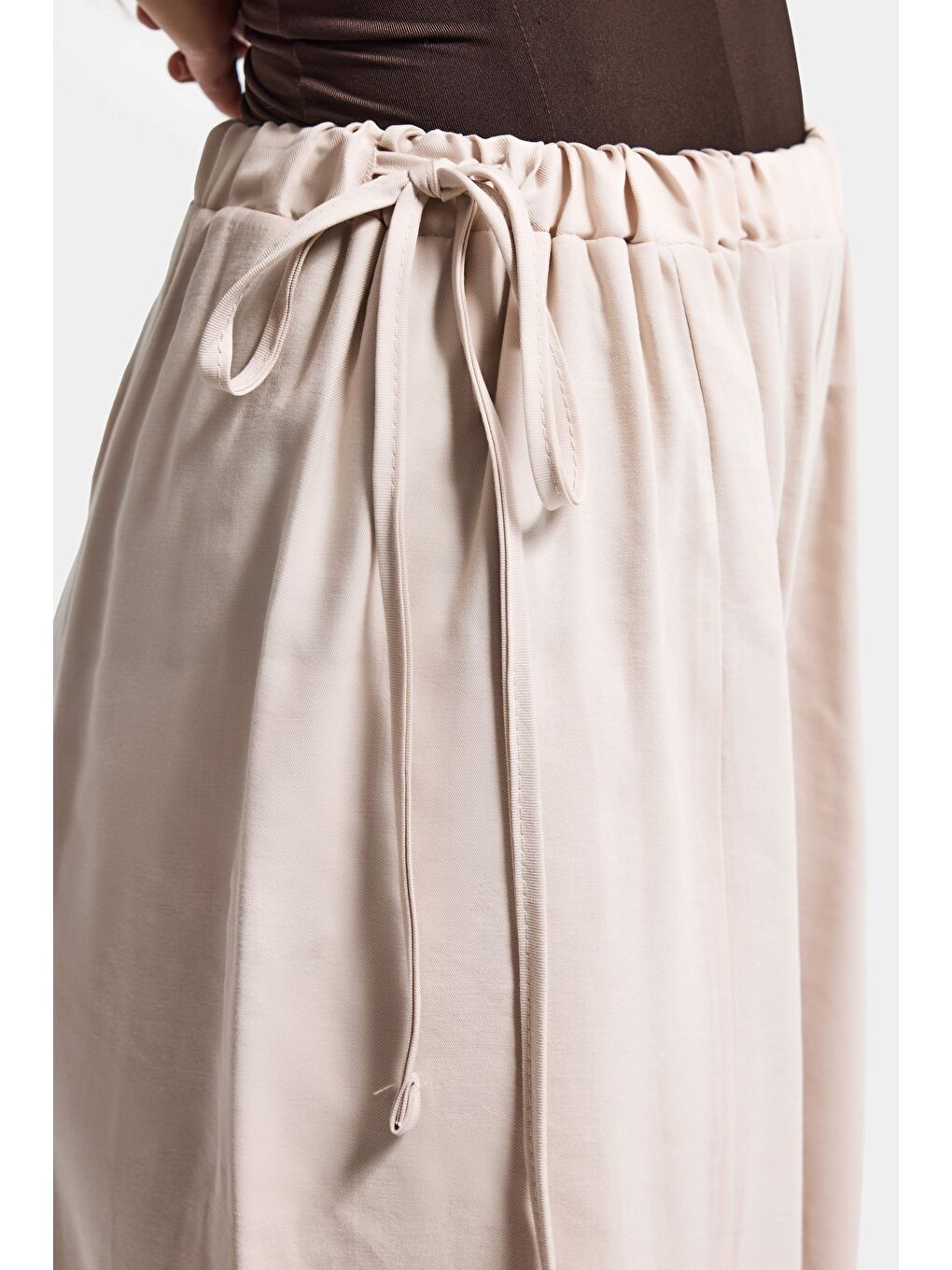 Kadın Bej s6-106 Baggy Jogger Fit Bol Kesim Pantolon-4