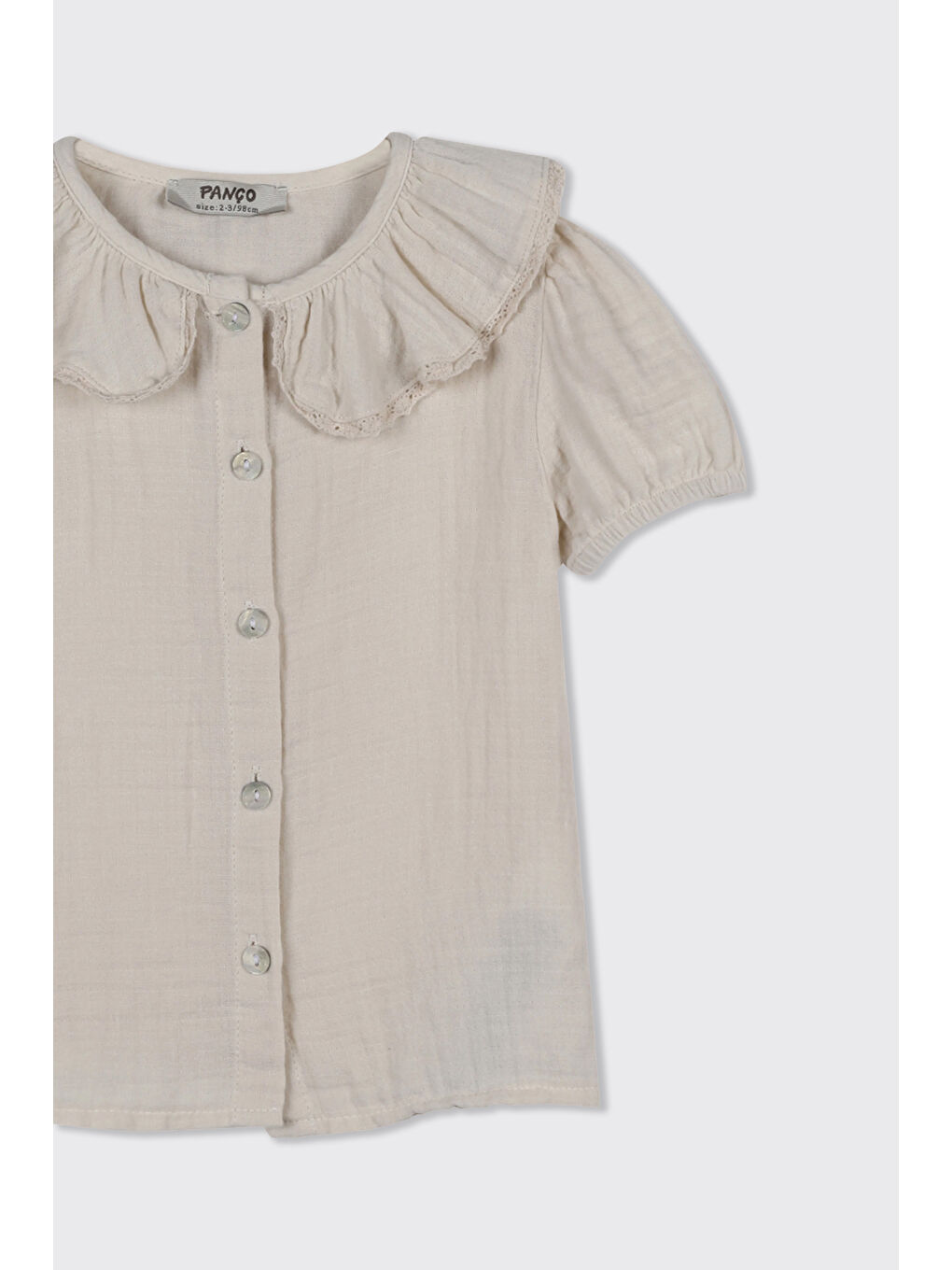 Kız Bebek Yumuşak Dokulu Müslin Bej Gömlek-2