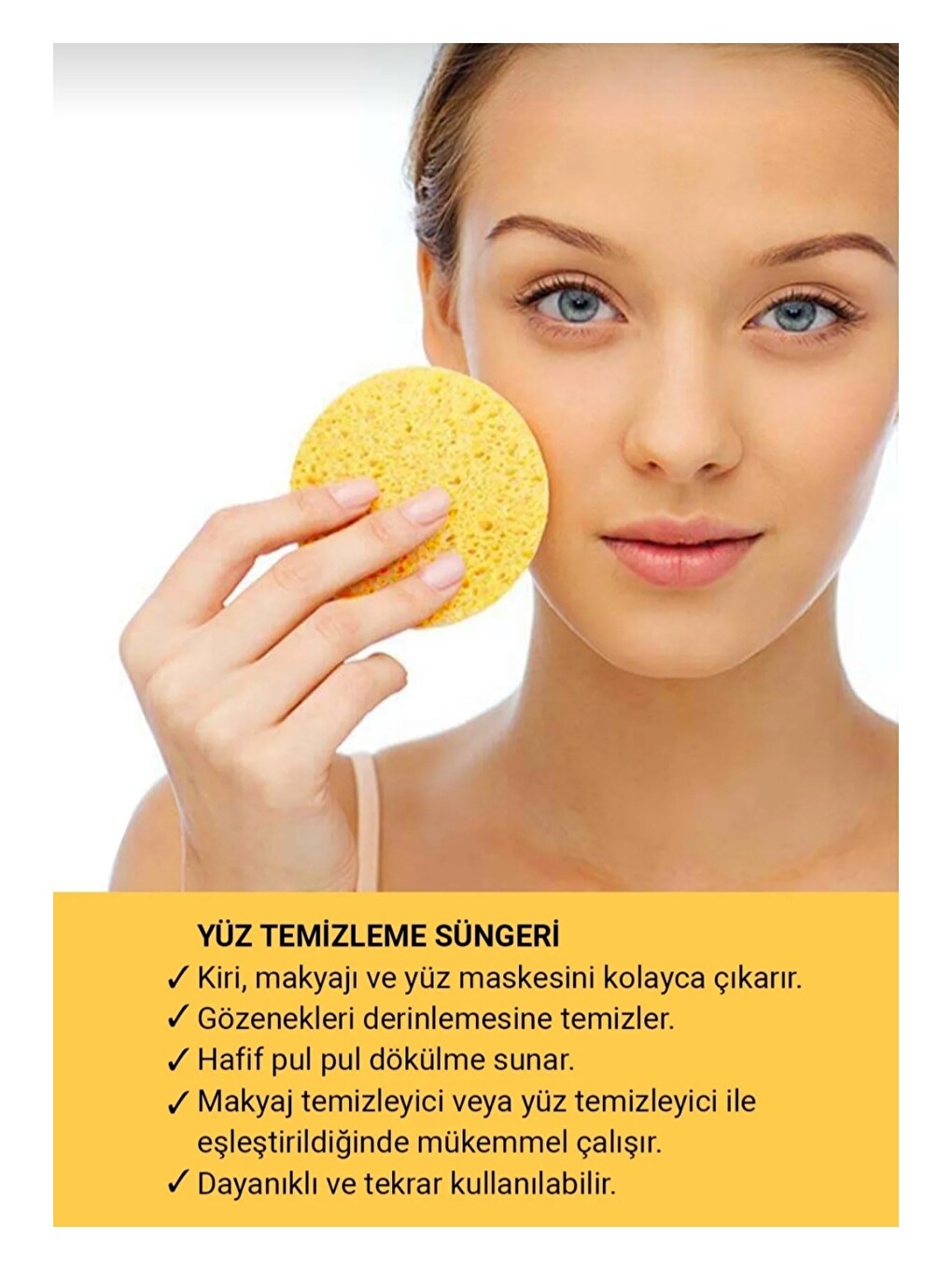 Yüz Temizleme Süngeri 4'lü Set Selülozikcilt Bakım Makyaj Temizleyici Sünger Ped-7