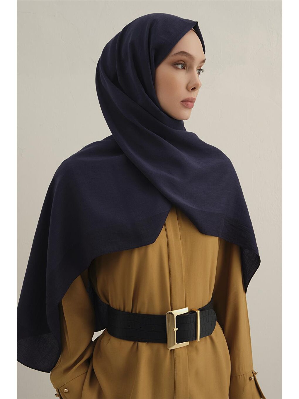 Lacivert Bordürlü Lyocell Şal 02-2