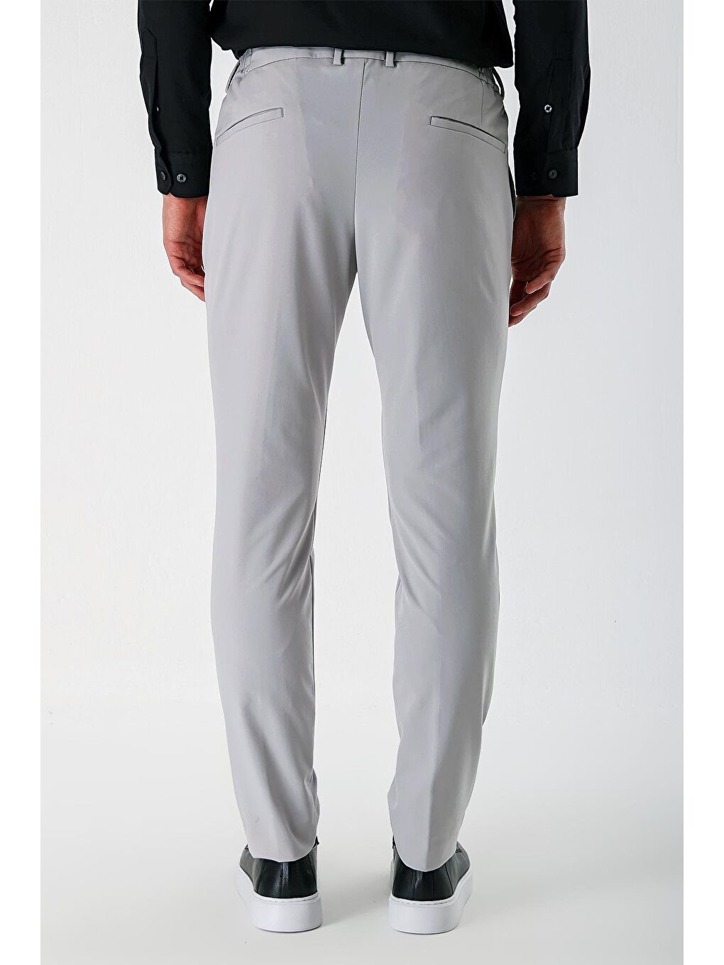 Açık Gri Esnek Lastikli Yandan Cepli Casual Slim Fit Jogger Pantolon 1003240155-5