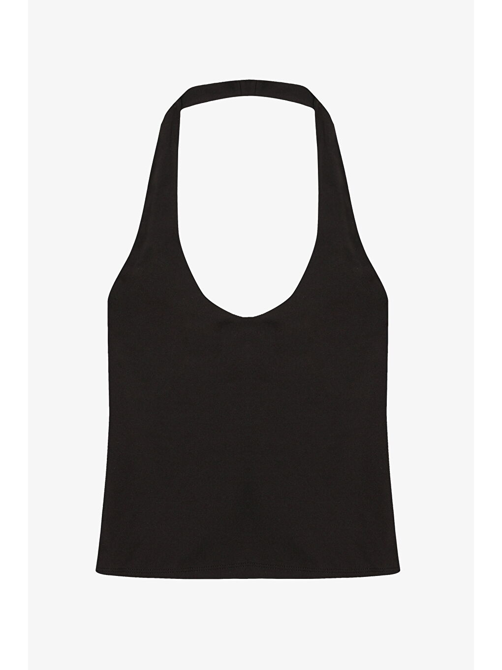 Sırt Dekolteli Halter Yaka Basic Atlet Siyah