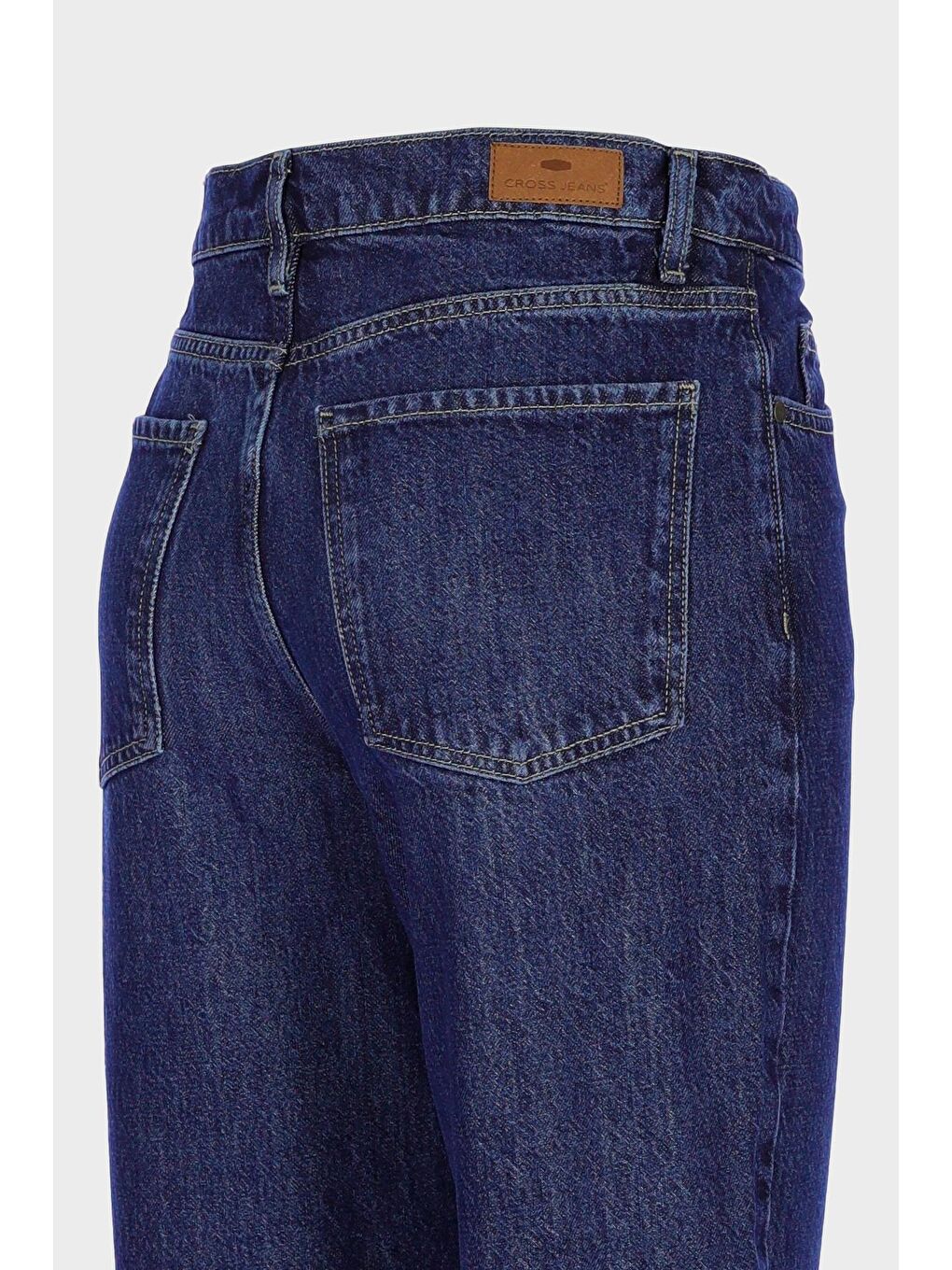 Koyu Mavi Yüksek Bel Barrel Fit Jean Patı Fermuarlı Pantolon C 4934-022-2