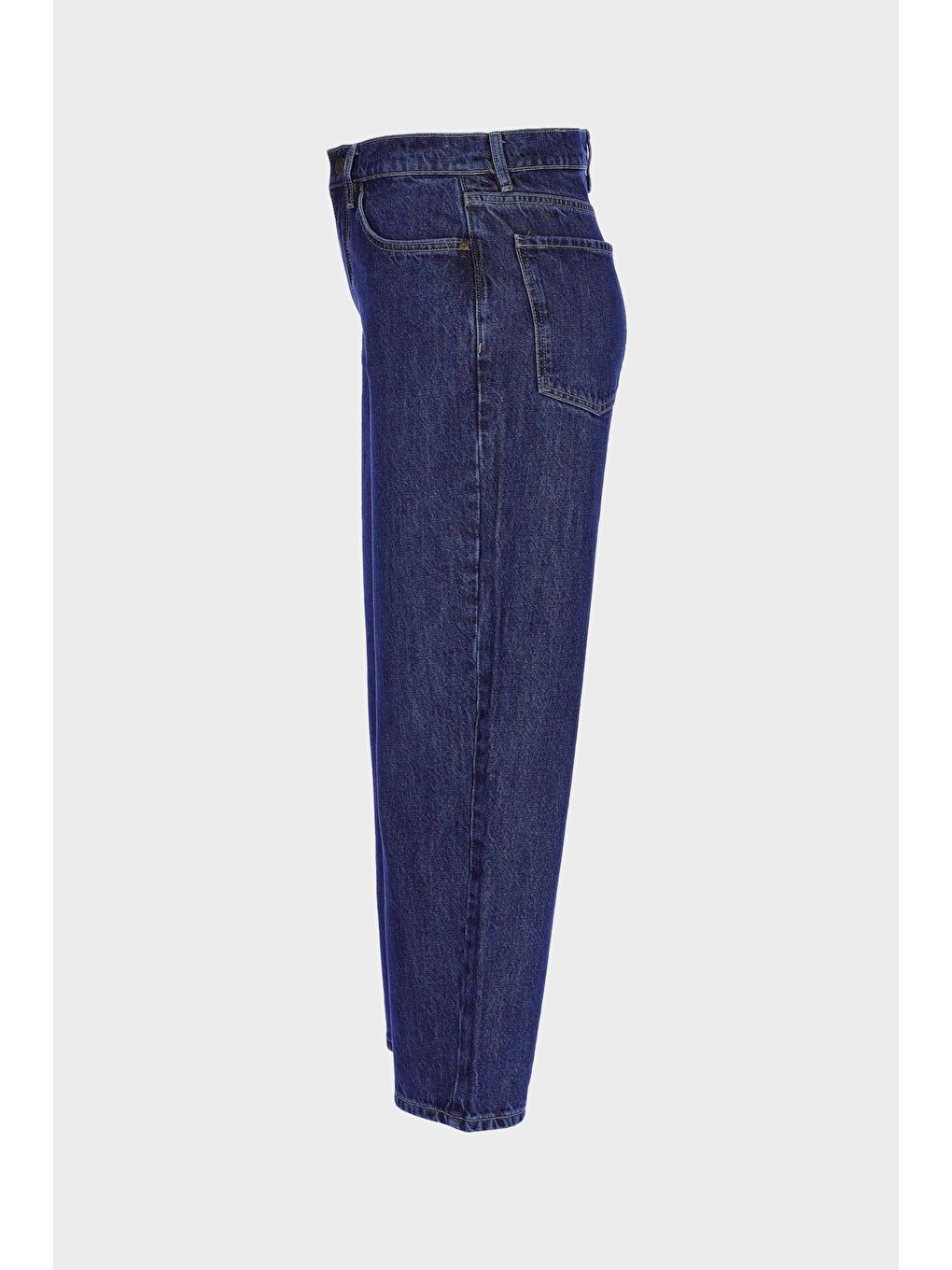Koyu Mavi Yüksek Bel Barrel Fit Jean Patı Fermuarlı Pantolon C 4934-022-3