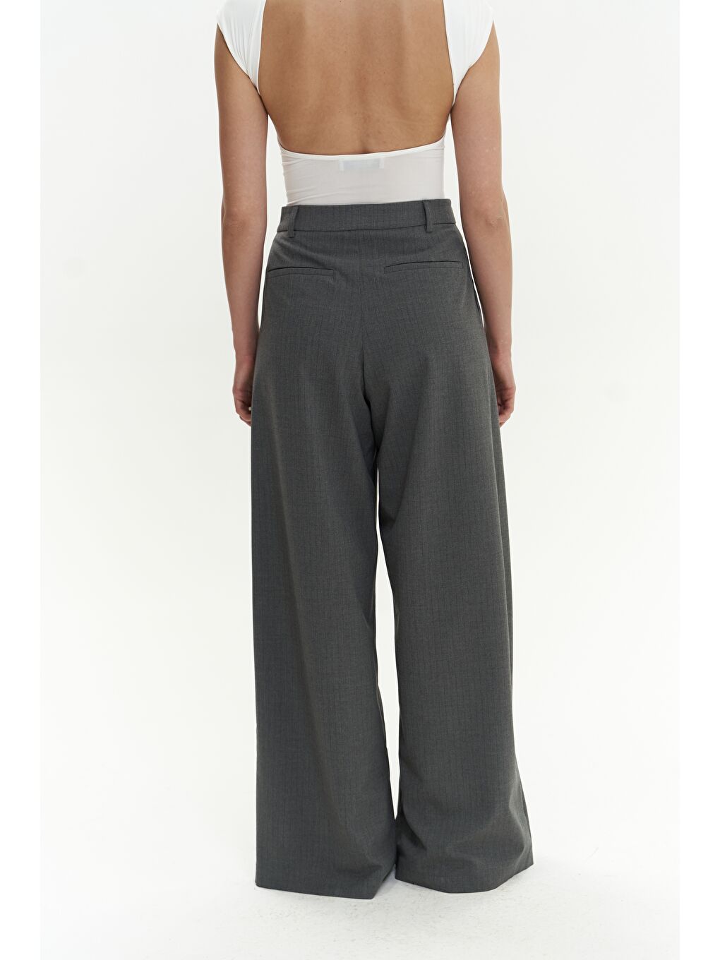 Gri Jessical Çizgili Füme Pantolon-4