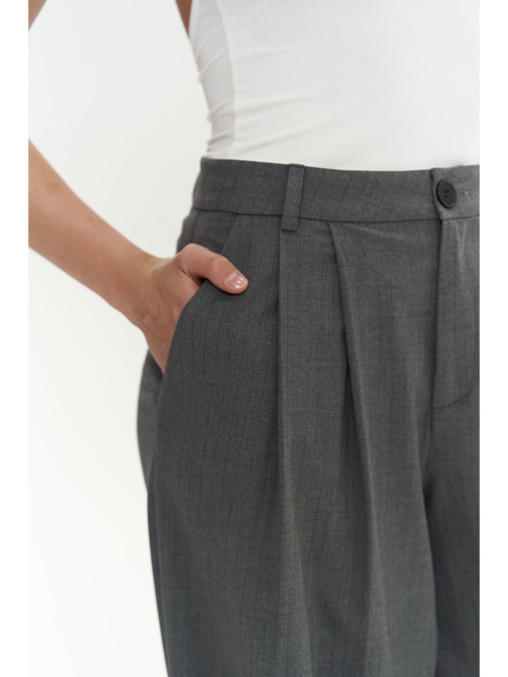 Gri Jessical Çizgili Füme Pantolon-6