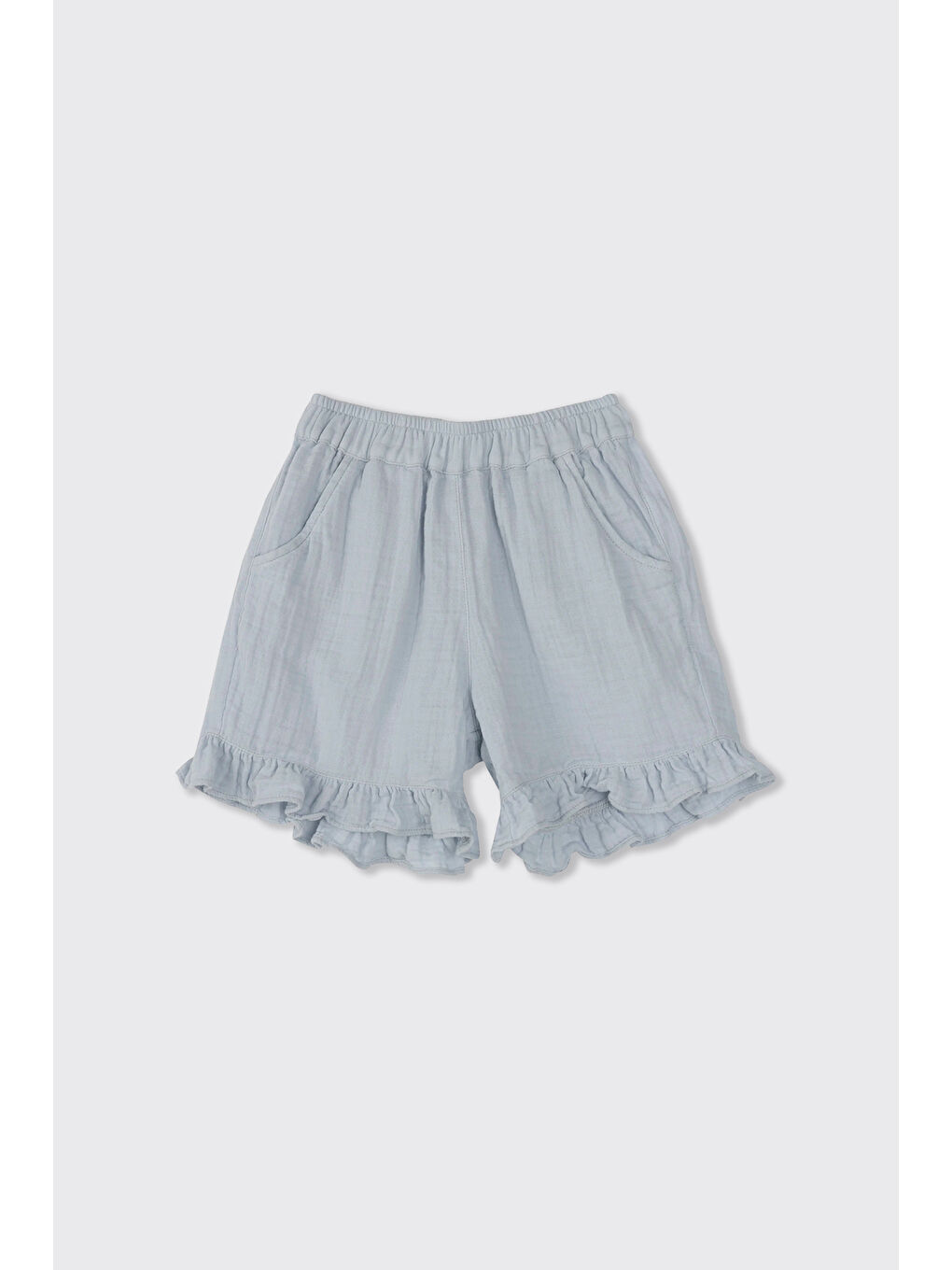 Kız Çocuk Yumuşak Dokulu Mavi Müslin Şort