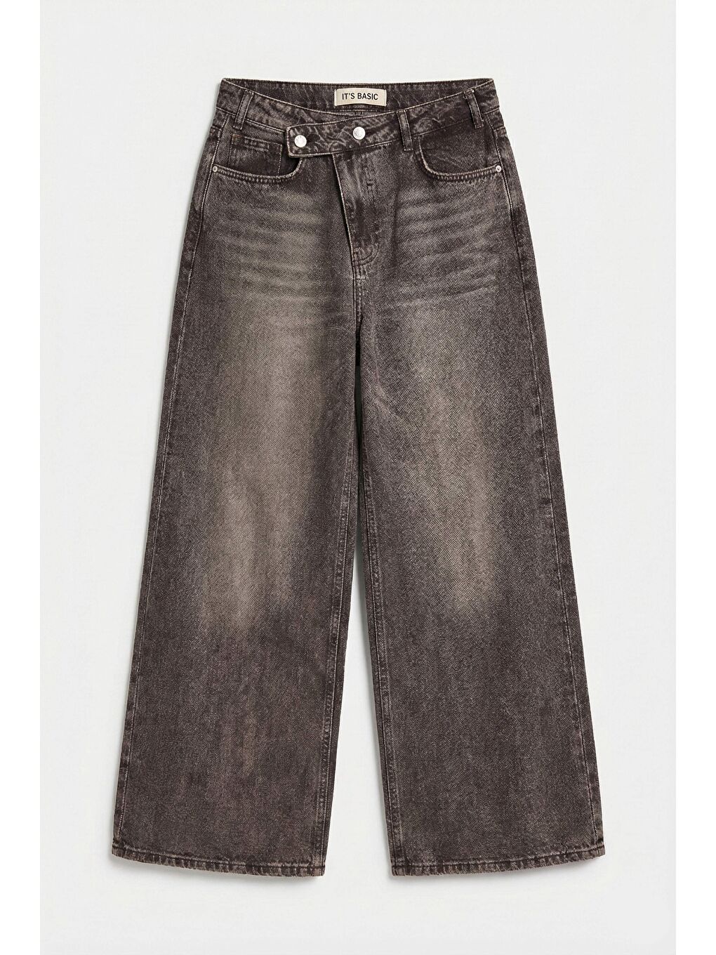 Kahverengi Kadın Koyu Kahve 4s6-16 Mega Baggy Fit Kemer Detaylı Bol Kesim Denim Jean-3