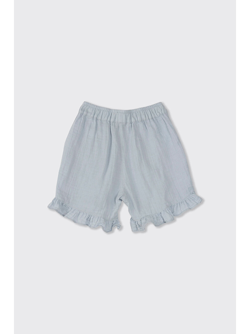 Kız Çocuk Yumuşak Dokulu Mavi Müslin Şort-1