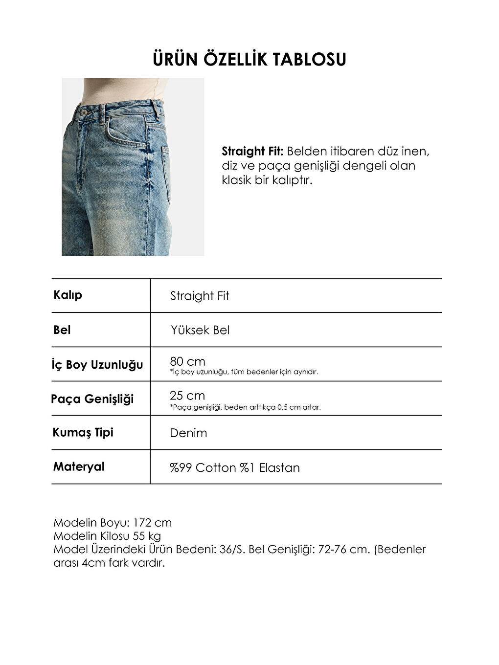 Mavi Kadın T.Kot Rengi 4s6-32 Straight Fit Yüksek Bel Komfort Kumaş Denim Jean-4