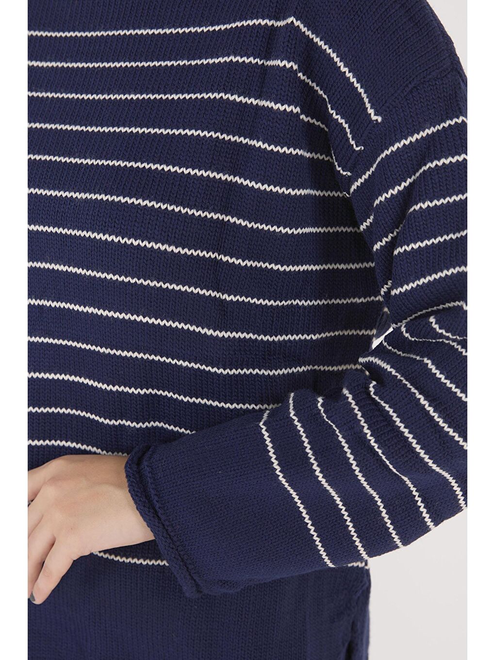 Bisiklet Yaka Kadın Lacivert Triko Kazak - 23363-2