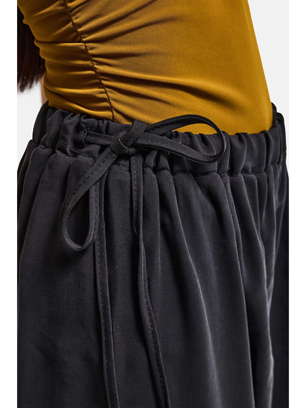 Kadın Siyah s6-1 Baggy Jogger Fit Bol Kesim Pantolon-3