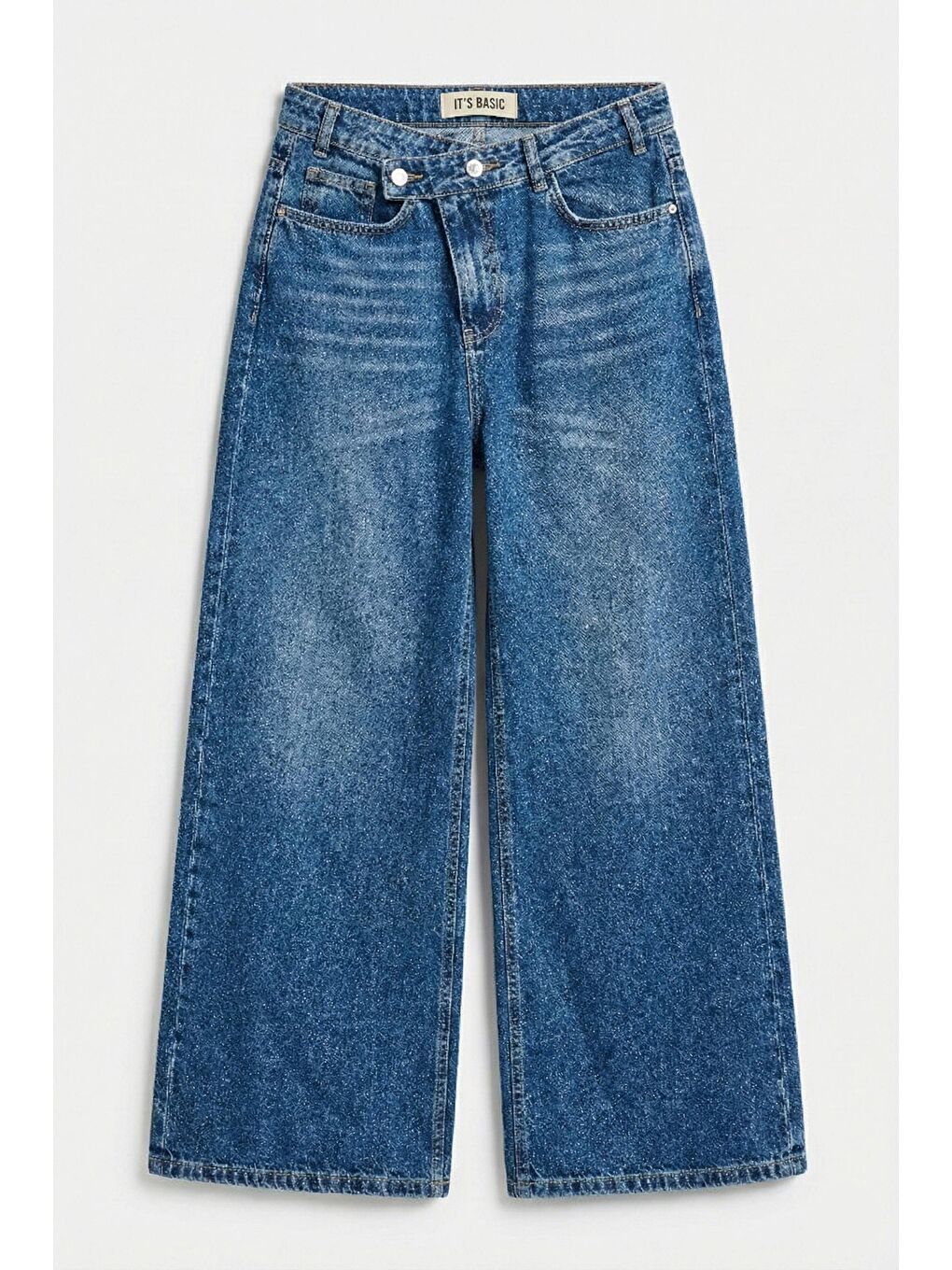 Kadın Mavi 2s6-4 Mega Baggy Fit Kemer Detaylı Bol Kesim Denim Jean-3