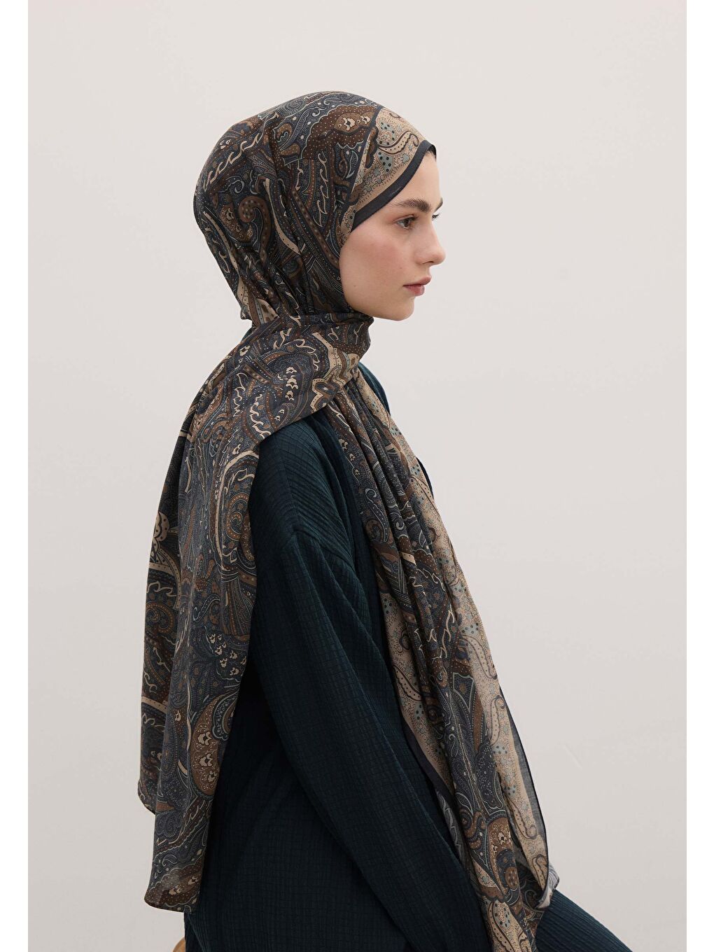 Sıara Desen Şal Lacivert-3