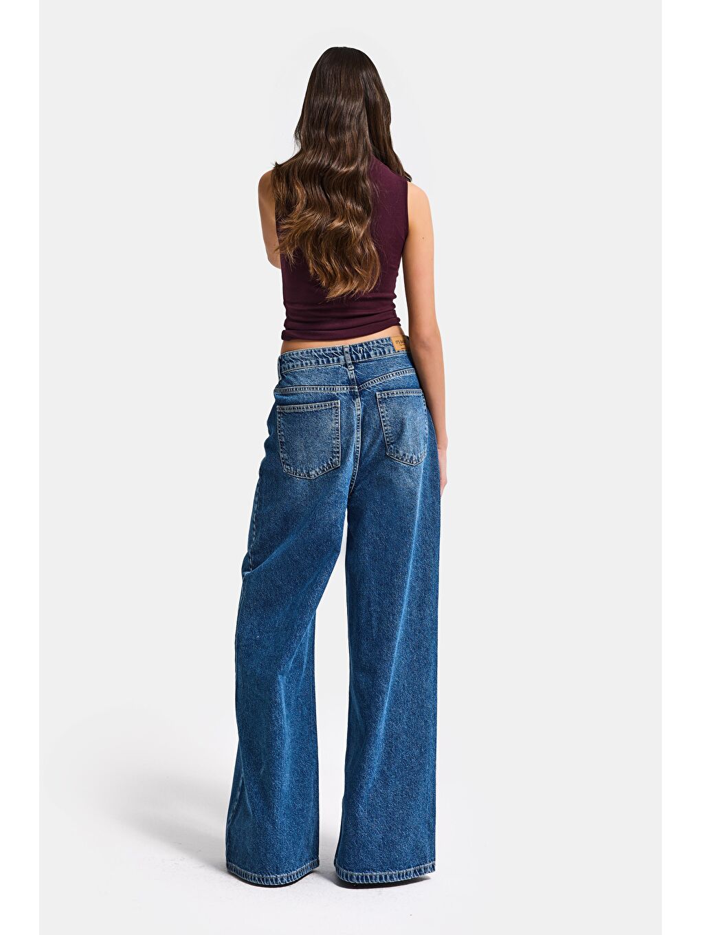 Kadın Mavi 2s6-4 Mega Baggy Fit Kemer Detaylı Bol Kesim Denim Jean-4