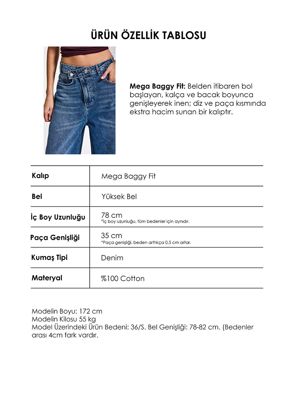 Kadın Mavi 2s6-4 Mega Baggy Fit Kemer Detaylı Bol Kesim Denim Jean-5