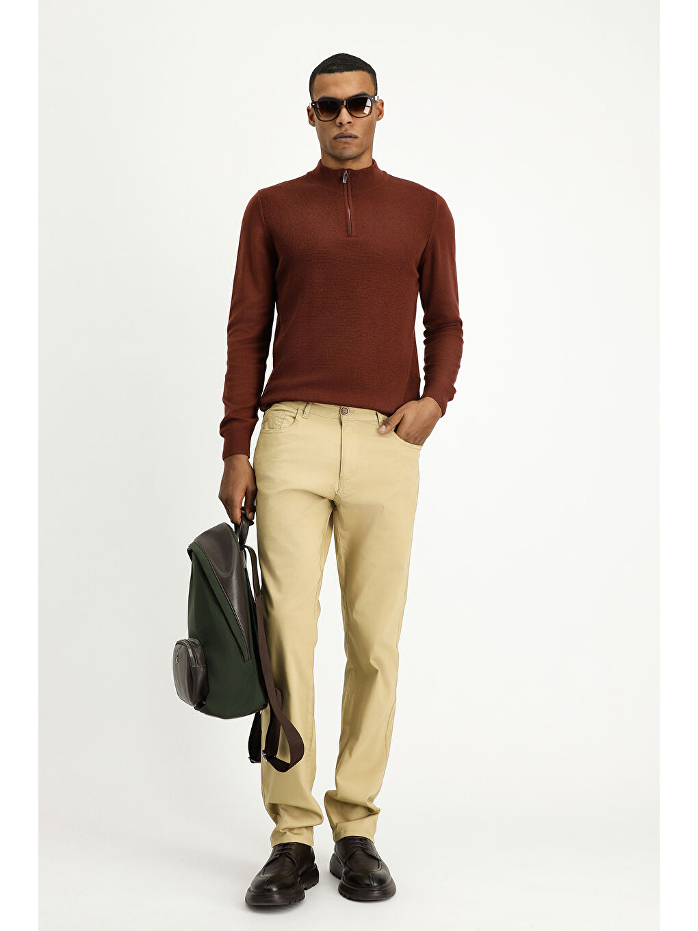 Bej Regular Fit Elastanlı Kanvas / Chino Pantolon-1