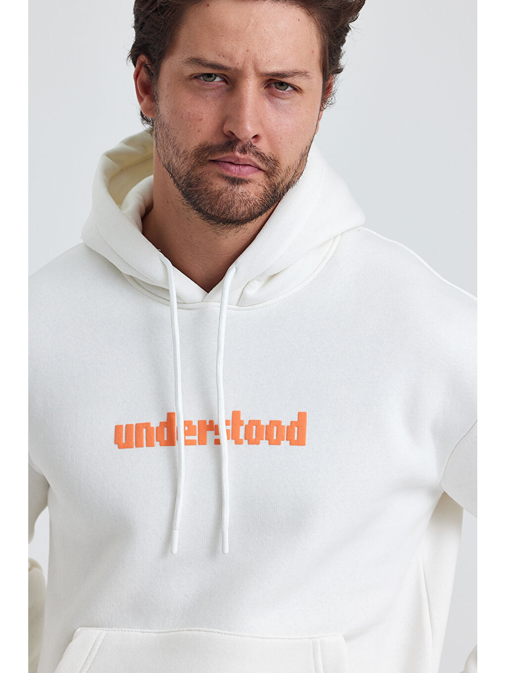 Tarz Cool Beyaz Erkek Standart Fit Normal Kesim Içi Polarlı 3 Iplik Kapüşonlu Pamuklu Sweatshirt - 3