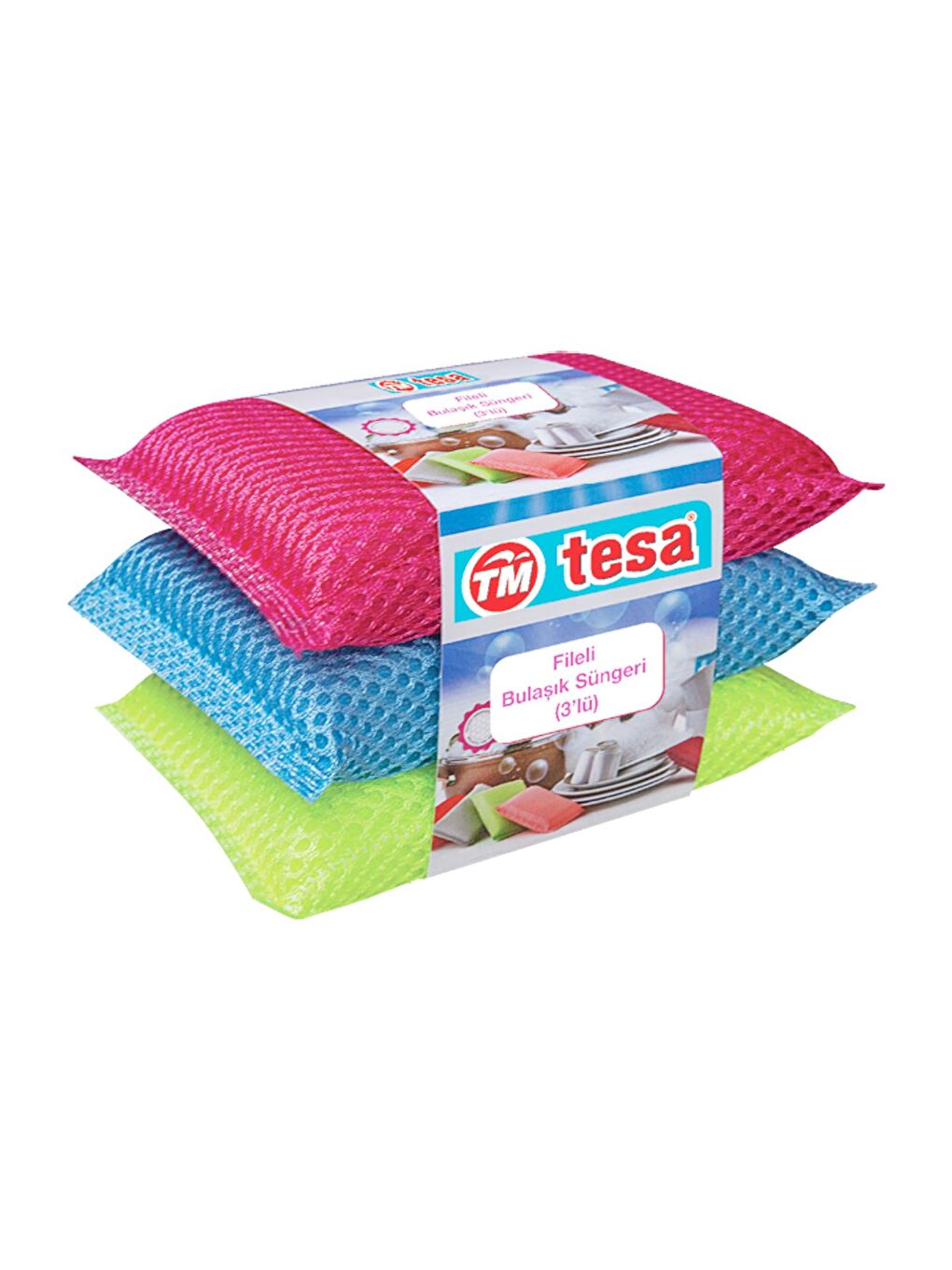 Karışık Bulaşık Süngeri Fileli 3 lü (TM-460)