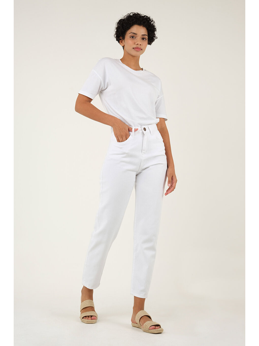 Mom Comfort Jean Beyaz