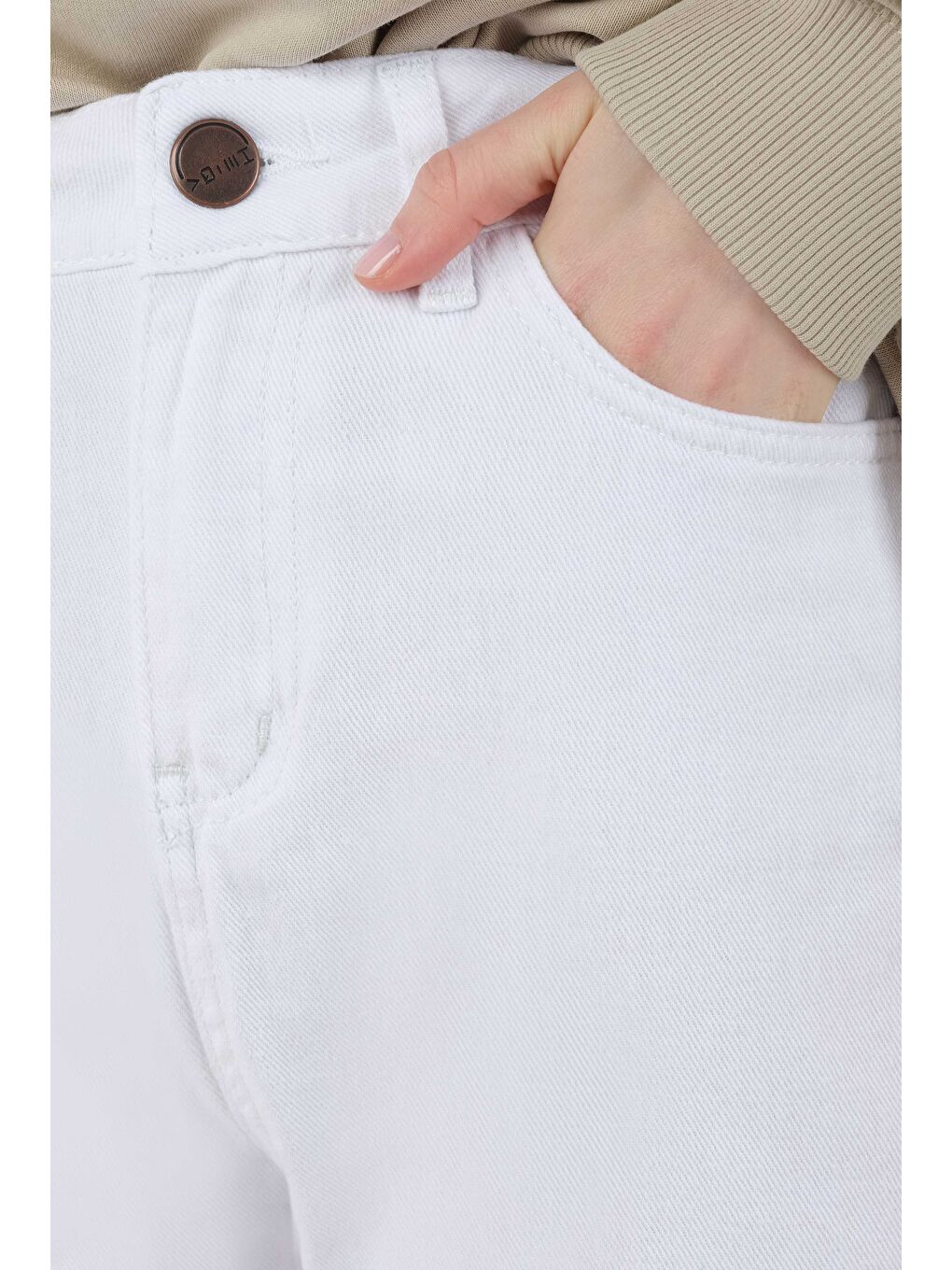 Mom Comfort Jean Beyaz-1