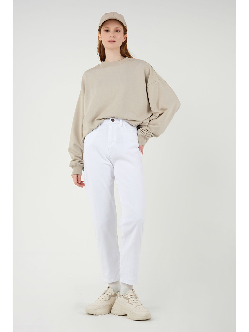 Mom Comfort Jean Beyaz-2