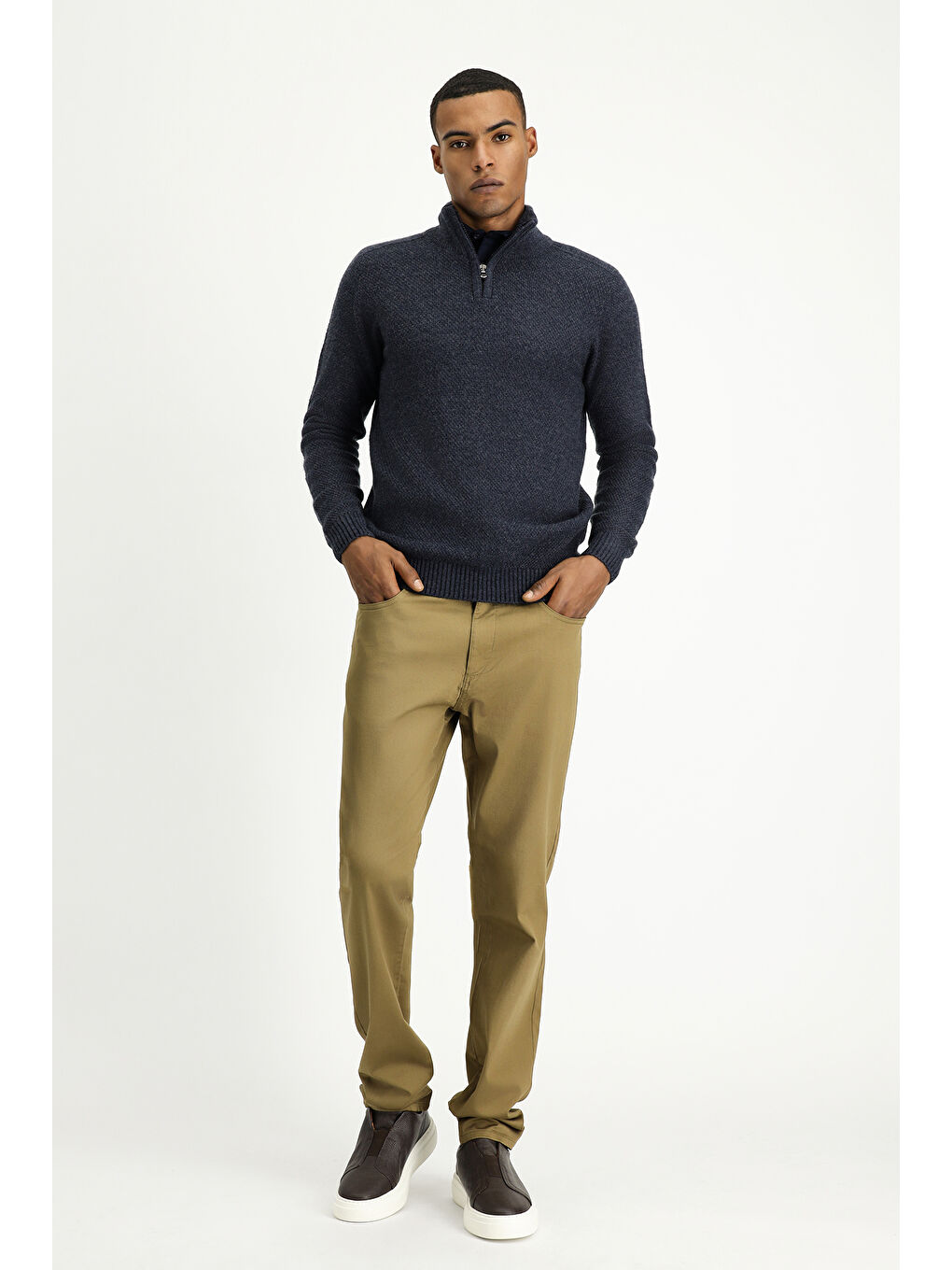 Bej Regular Fit Elastanlı Kanvas / Chino Pantolon-1