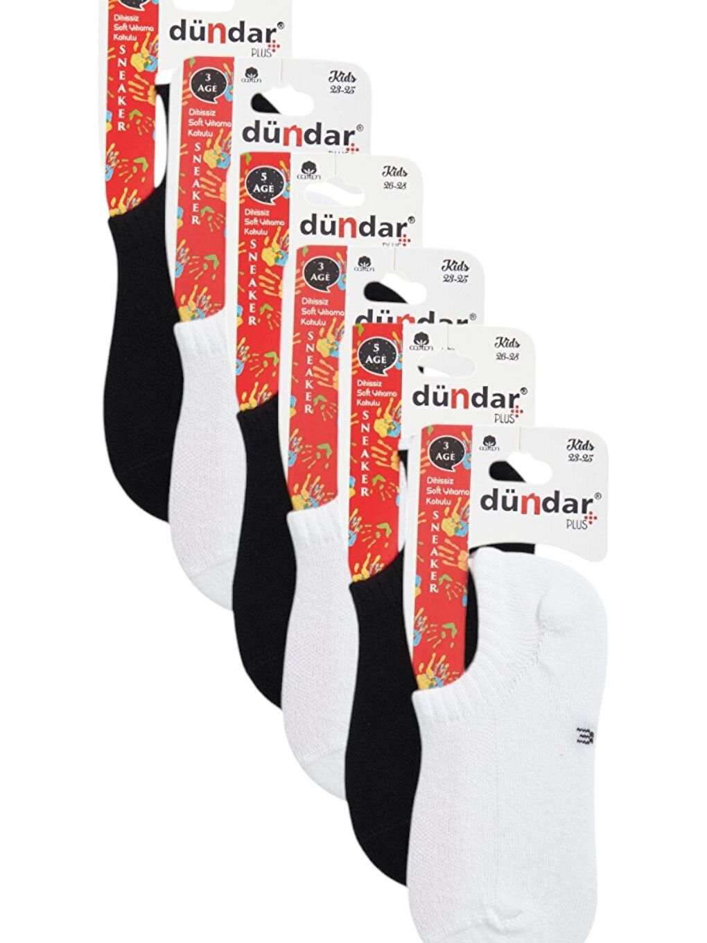 Dündar Karışık Asorti Penye 6'lı Unisex Çocuk Sneaker Çorap