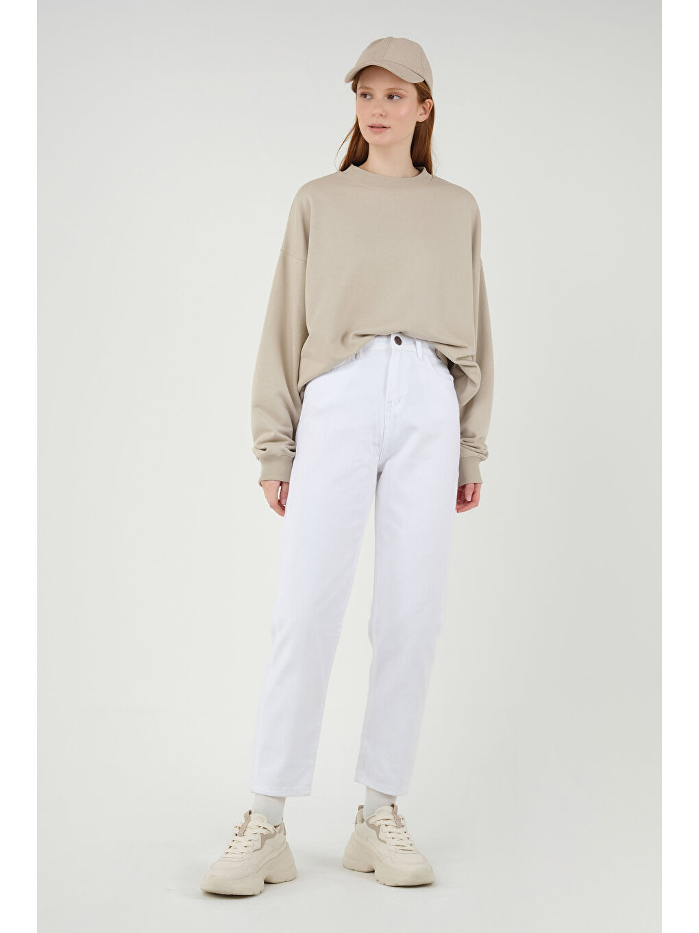 Mom Comfort Jean Beyaz-4