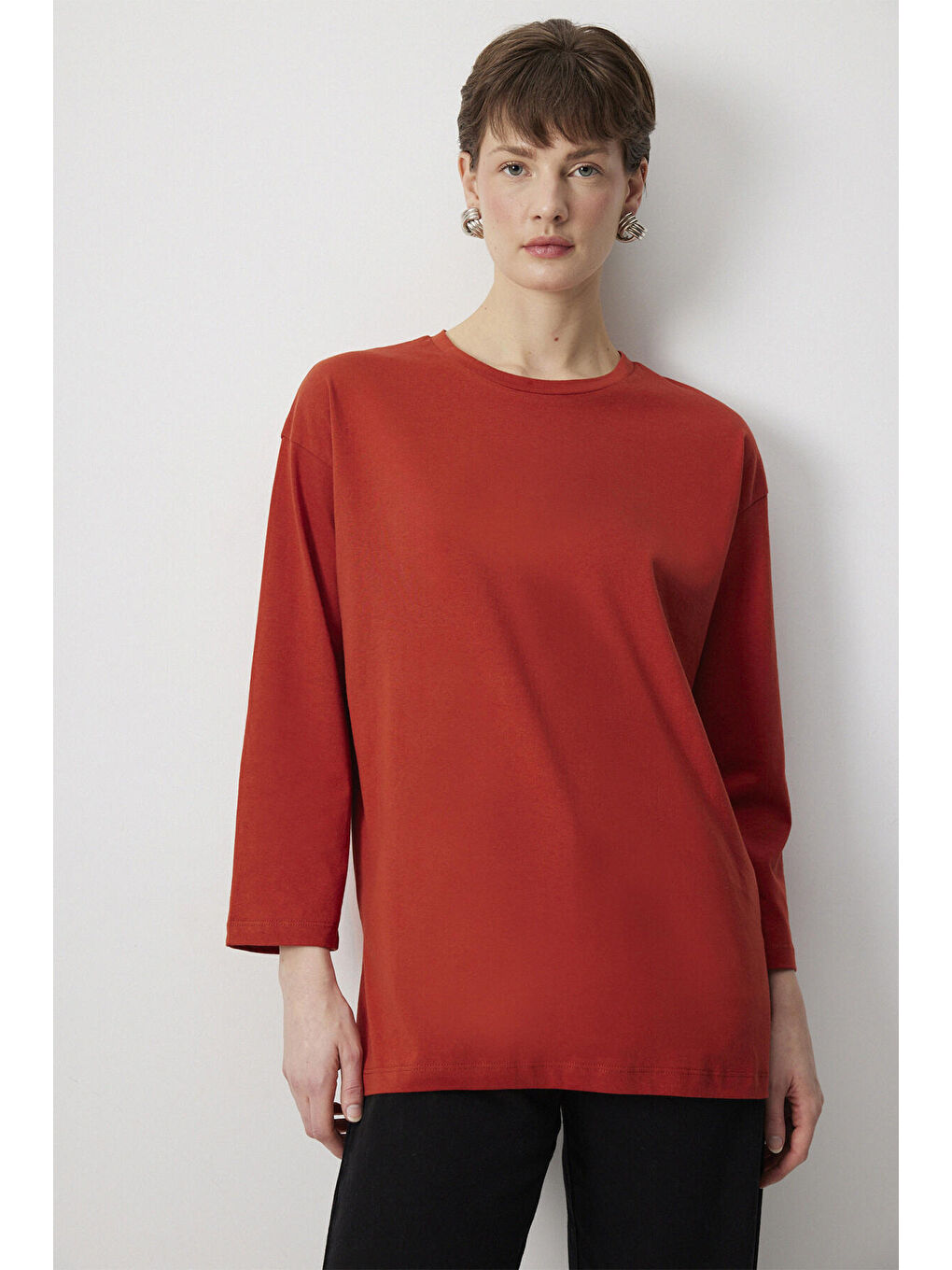 Touche Prive Kahverengi Basic Örme Sweatshırt