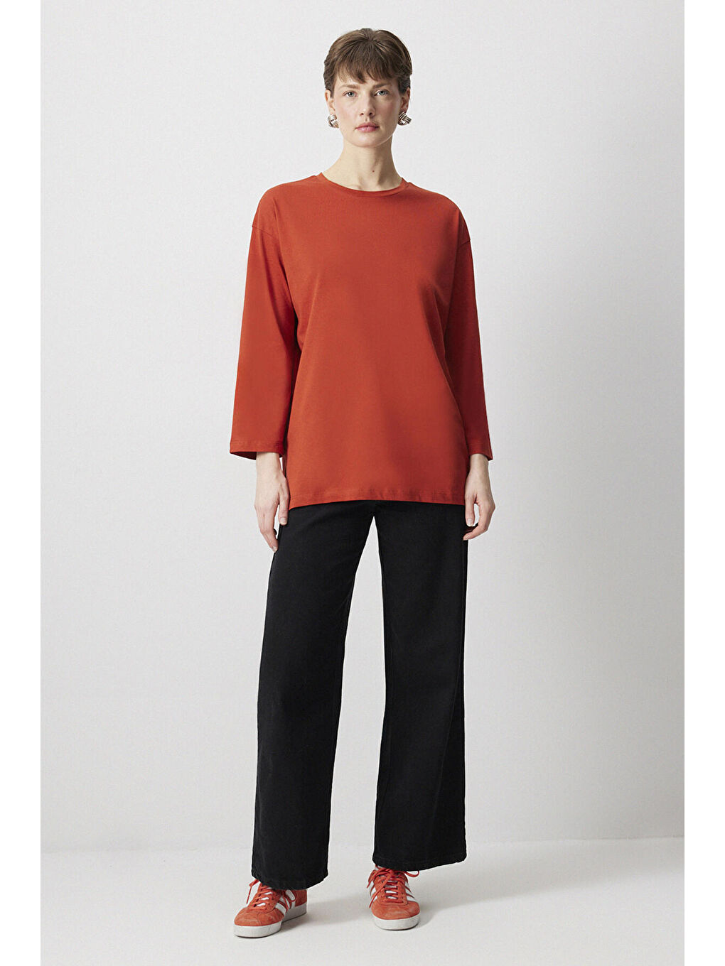 Touche Prive Kahverengi Basic Örme Sweatshırt - 1