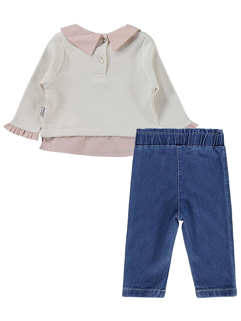 Kalp Nakışlı 2 Li Jean 6-18 Ay Takım - Bej 6-9 Ay-1