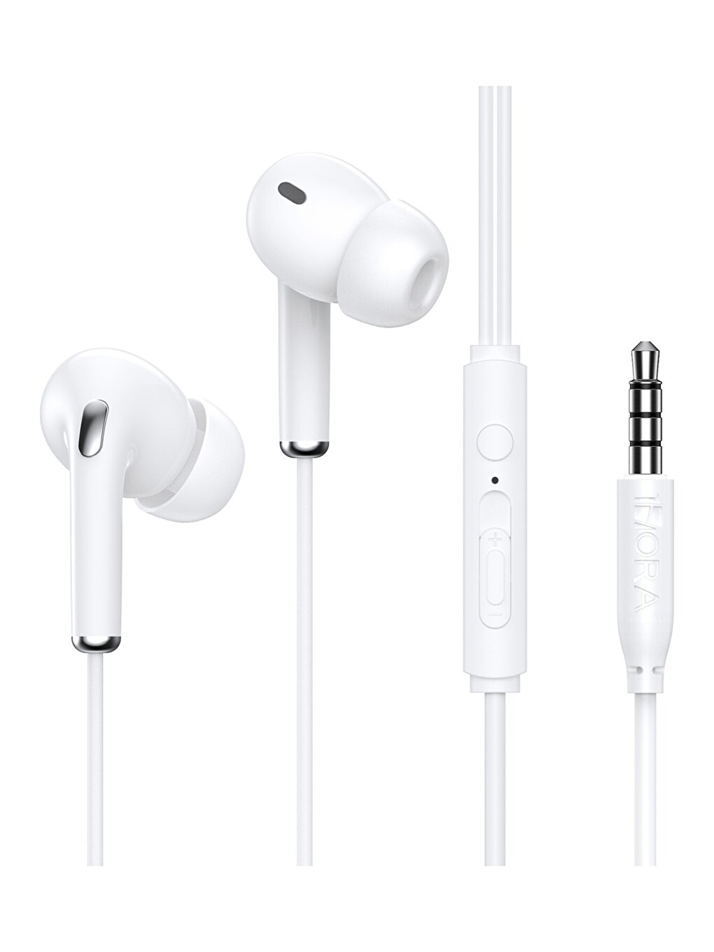 AUT123 3.5mm Kulak İçi Kablolu Kulaklık JS001 - Ergonomik Tasarım - Mikrofonlu - Beyaz