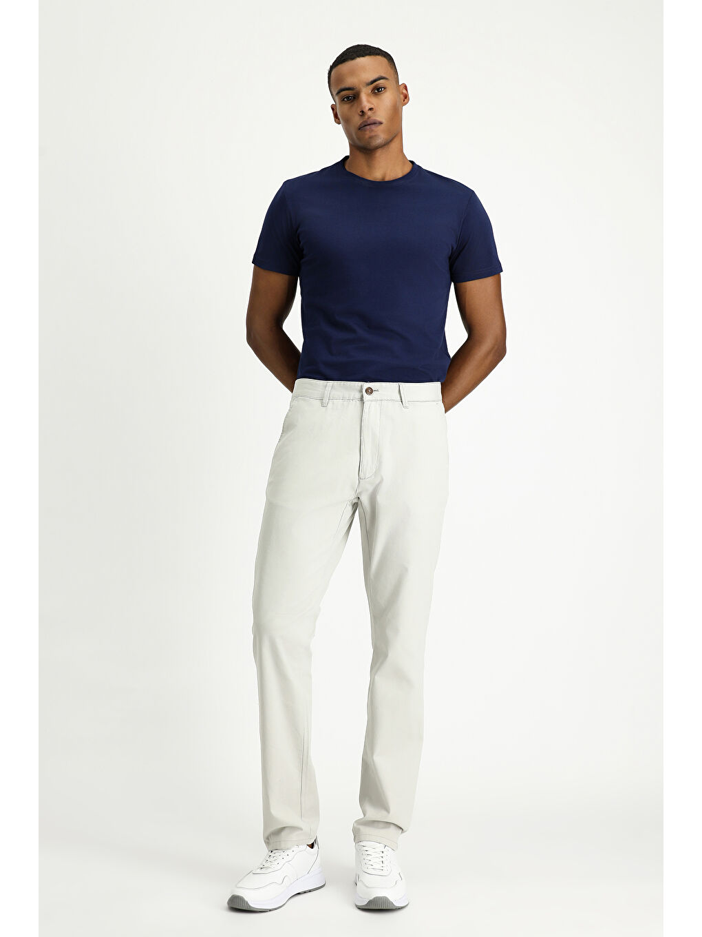 Gri Regular Fit Elastanlı Kanvas / Chino Pantolon