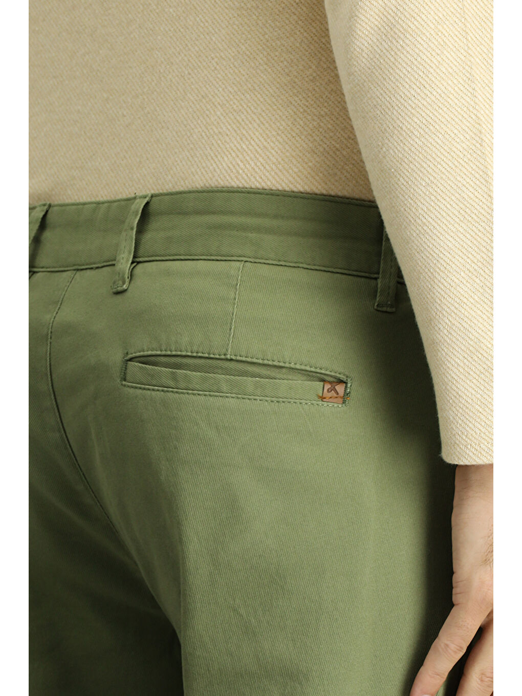 Yeşil Slim Fit Dar Kesim Elastanlı Kanvas / Chino Pantolon-5