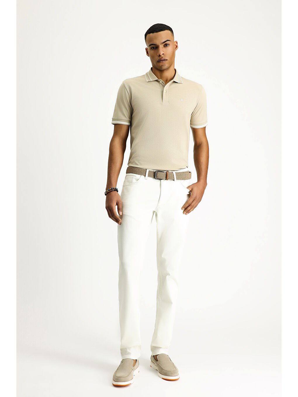 Beyaz Regular Fit Elastanlı Kanvas / Chino Pantolon-3