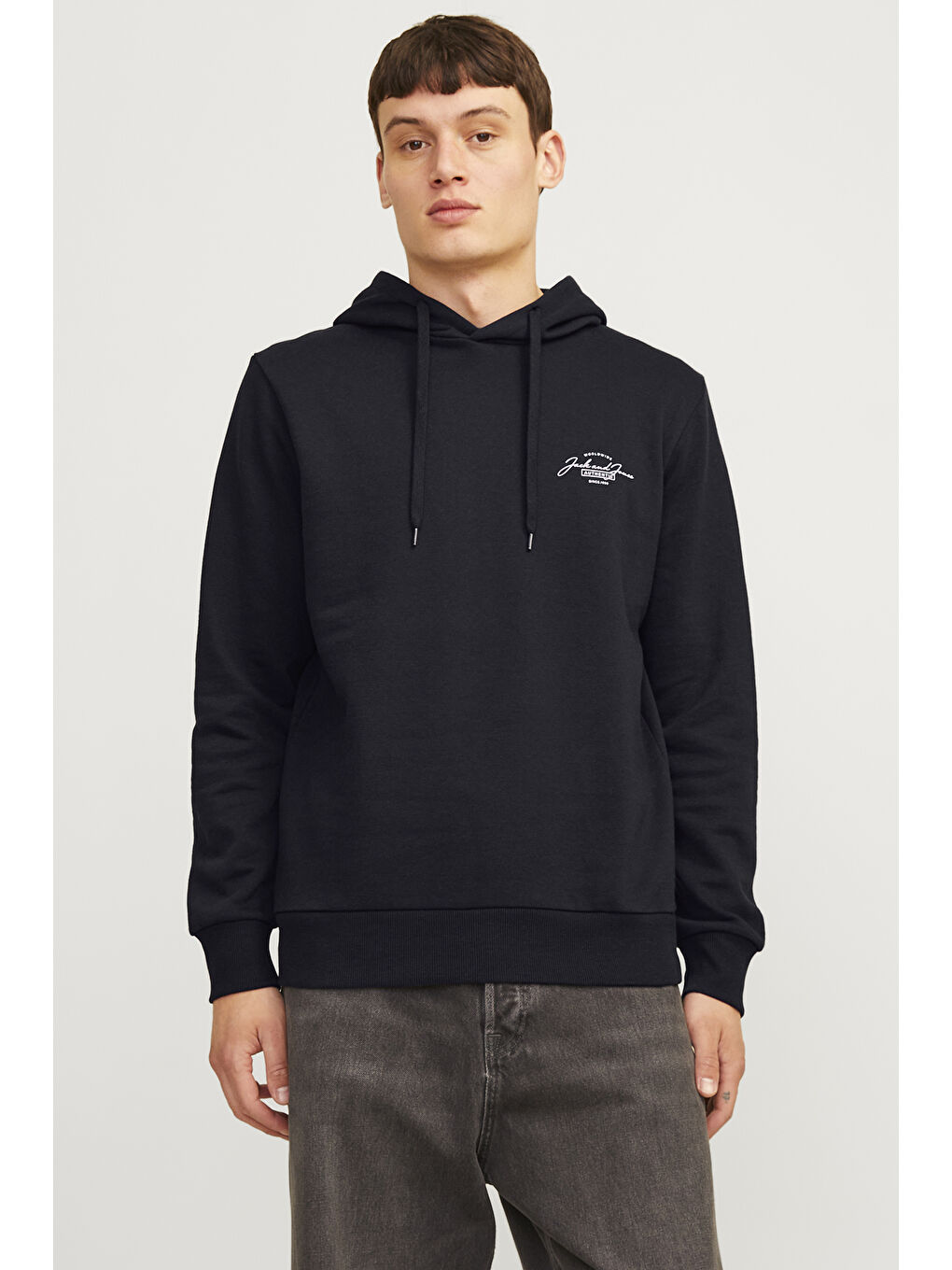 Jack & Jones Siyah Jjferris Pamuk Karışımlı Regular Fit Kapüşonlu Erkek Sweat 12256838