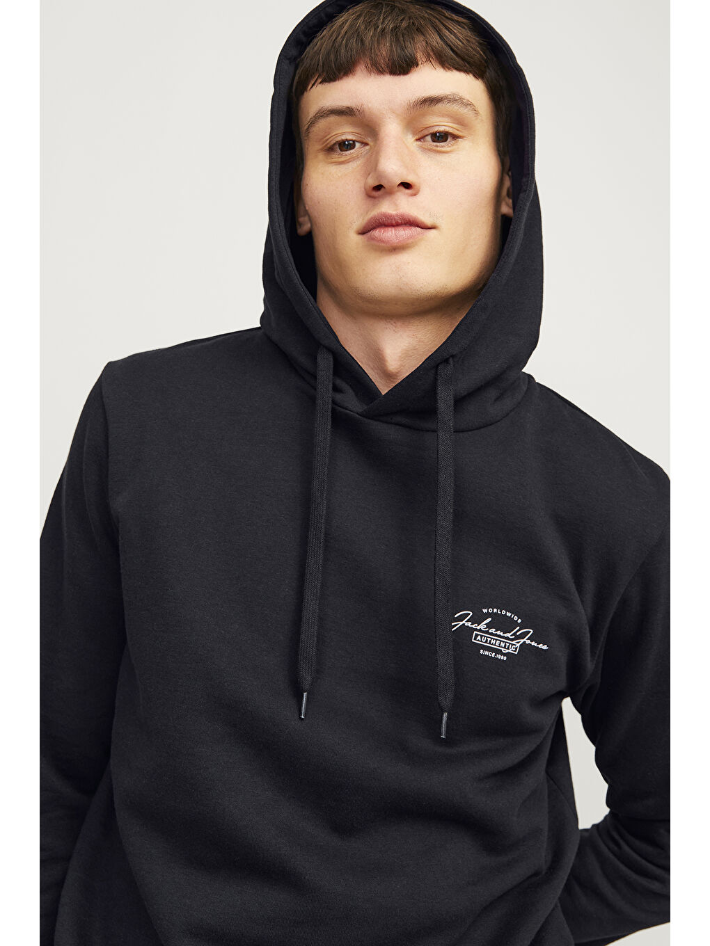 Jack & Jones Siyah Jjferris Pamuk Karışımlı Regular Fit Kapüşonlu Erkek Sweat 12256838 - 1