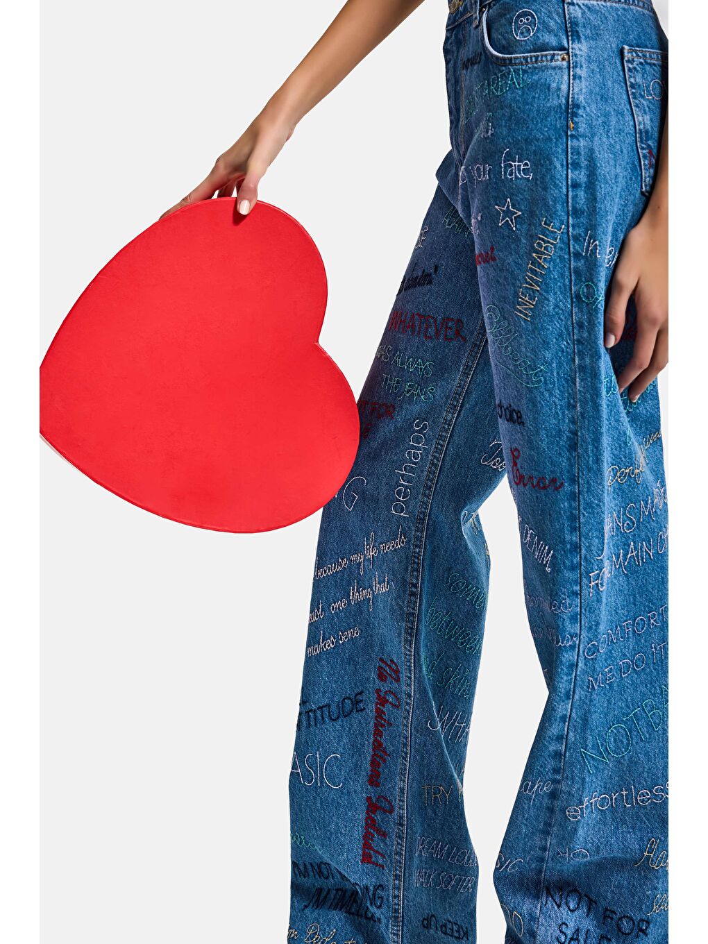 Kadın Mavi 1s6-4 Straight Fit Yüksek Bel %100 Pamuk Özel Tasarım Denim Jean-1