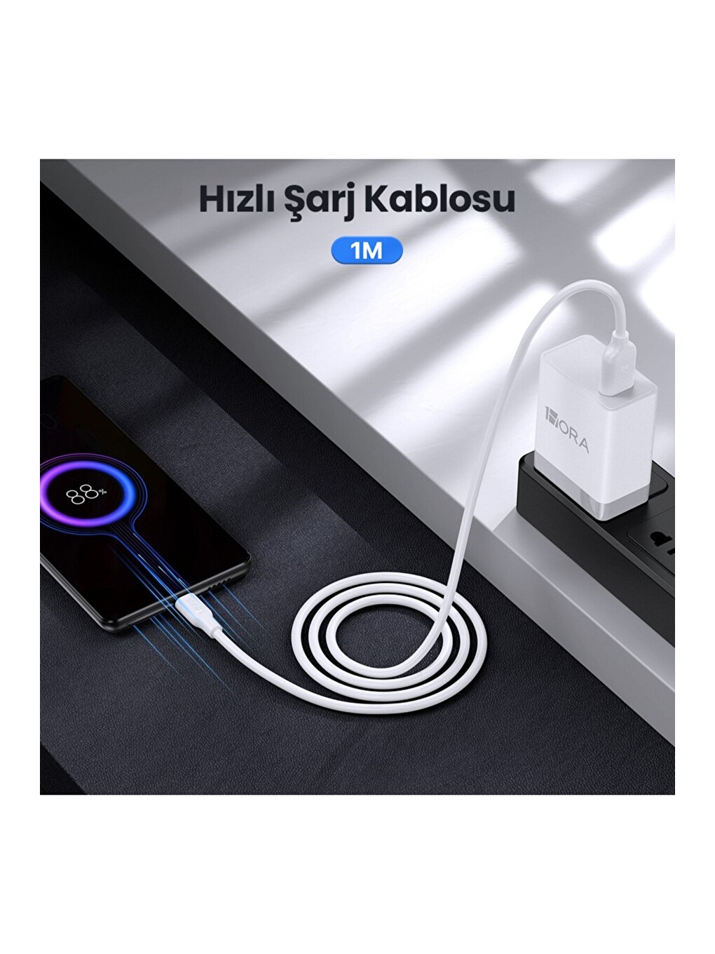 CAB251 3A Type-C Data ve Şarj Kablosu - 1 Metre - Hızlı Şarj - Beyaz-3