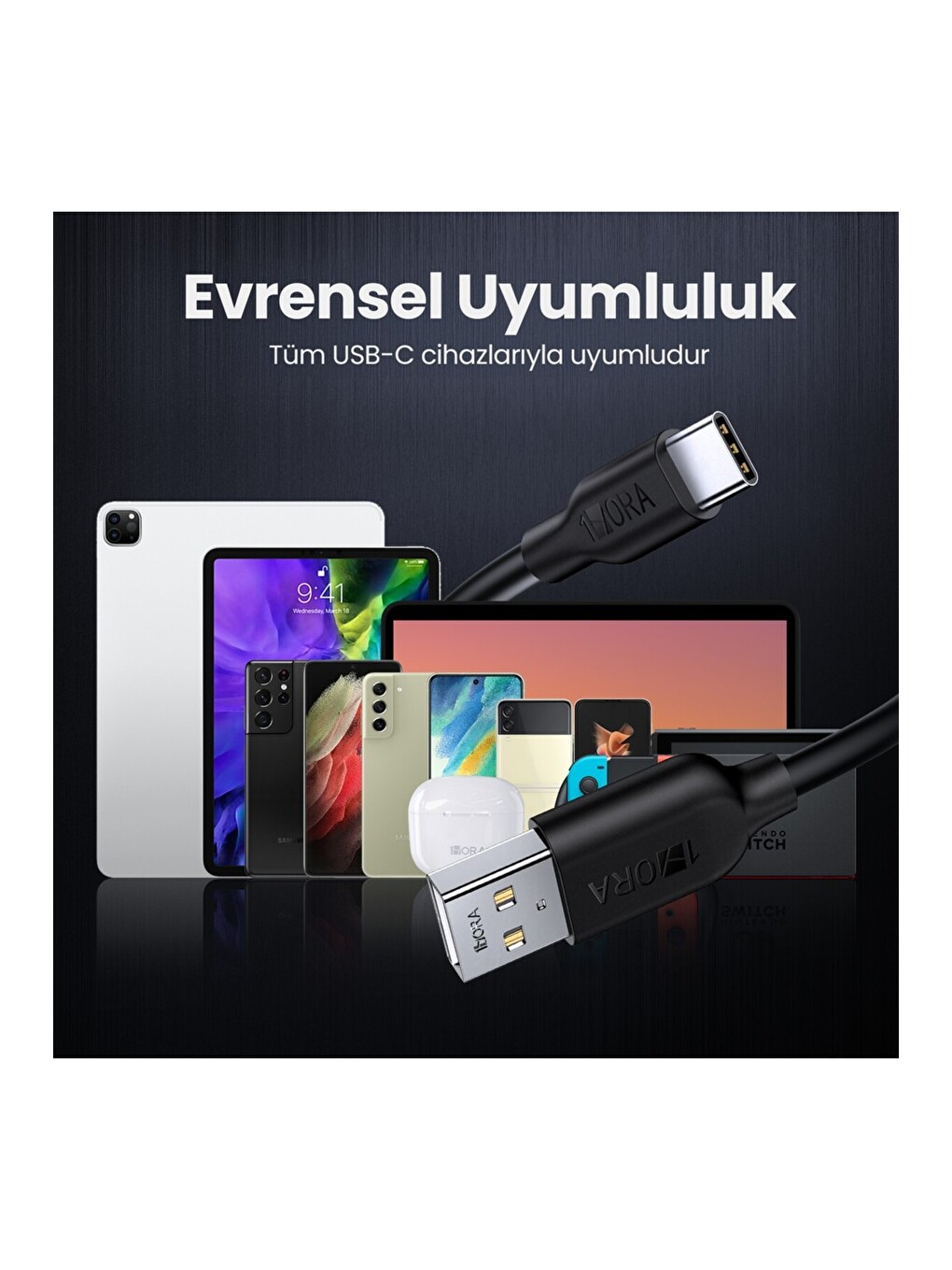 CAB252 3A Type-C To Type-C Data ve Şarj Kablosu - 1 Metre - Hızlı Şarj - Black-5