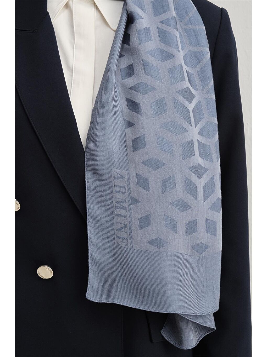 Mavi Lyocell Naia Petek Desen Şal 1113-30-2