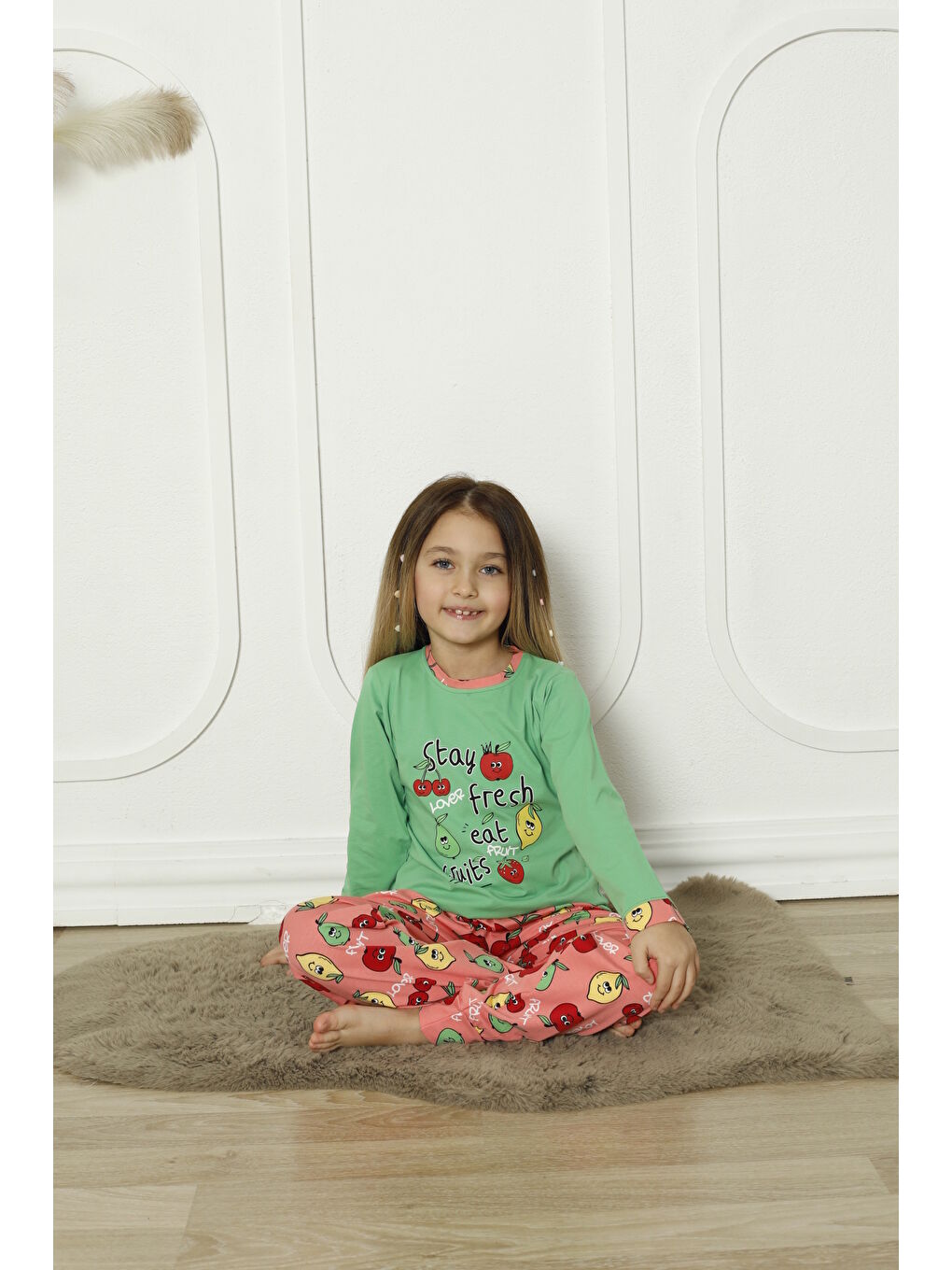 Kapi Kids Yeşil Kız Çocuk Meyve Baskılı Pijama Takımı Mnx 6071-72 - 1