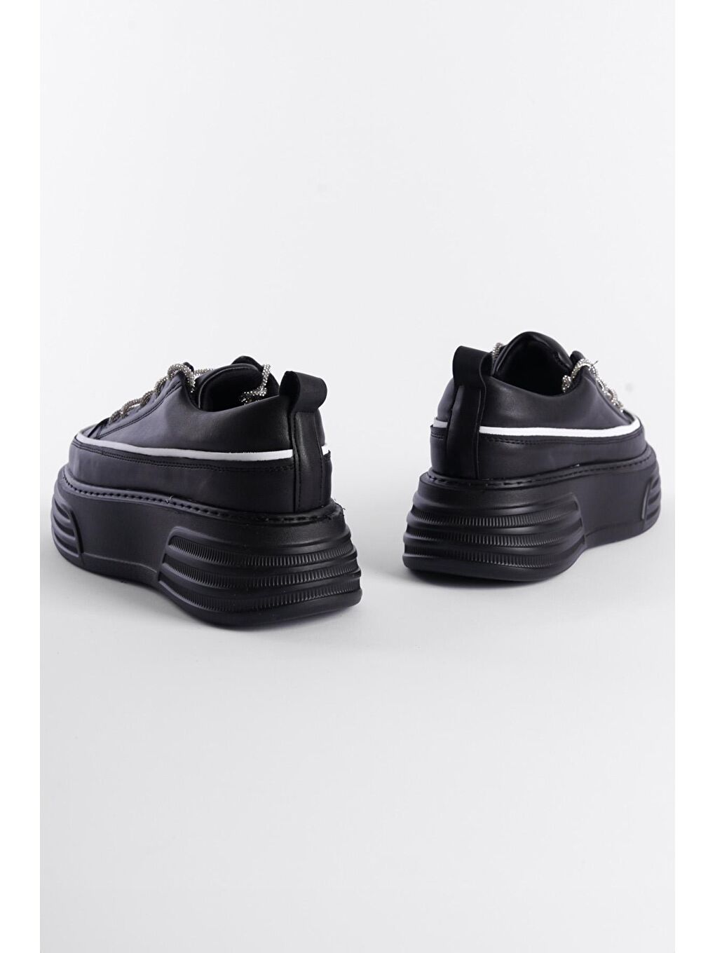 Siyah Sneaker Taşlı Spor Ayakkabı-2